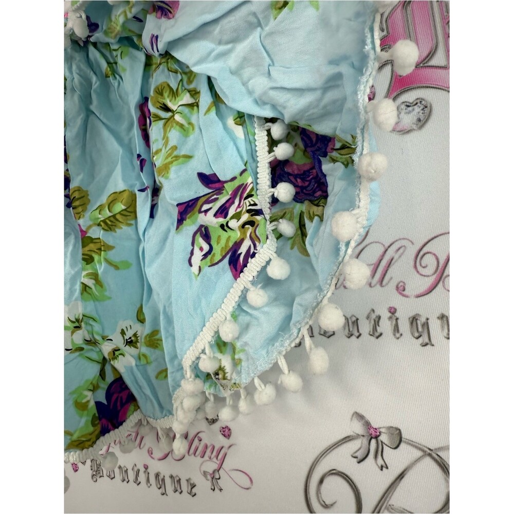 Shorts flowers Floral Pom-Pom Trim Women’s Shorts - Light Blue - Picture 4 of 8